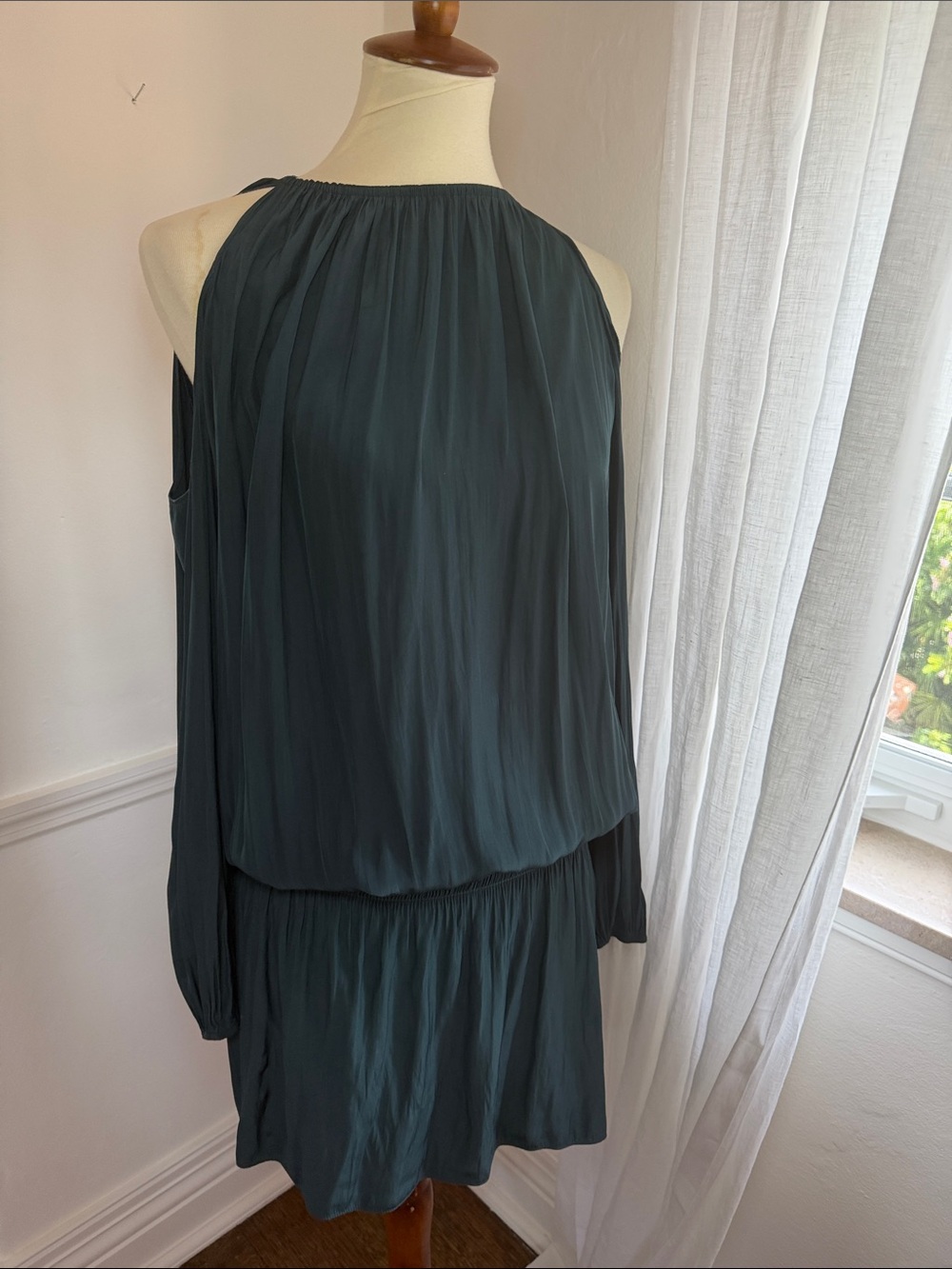 Ramy Brook Teal Green Pleated Halter Women's Dress